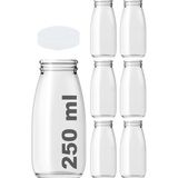 250 ml Şeffaf Süt, Ayran, Limonata, Meşrubat Şişesi 250 cc Plastik Kapaklı Boş Cam Şişe 6 A