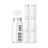 250 ml Şeffaf Süt, Ayran, Limonata, Meşrubat Şişesi 250 cc Plastik Kapaklı Boş Cam Şişe 6 Adet - 0 - Siyah - Option-1