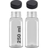 250 ml Smoothie Detoks Şişesi 250 cc Şeffaf Plastik Şişe Detox Köşeli Dondurucuya Uygun - 2 Adet