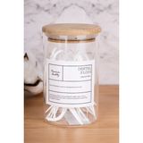 250ML Bambu Kapaklı Borosilikat Cam Diş Ipi Kavanozu (Etiket Dahil) - Şeffaf - 250 ml
