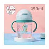 250ML Figürlü Pipeti Suluk Bebek Matara Sevimli Su Şişesi Bebek Pipetli Biberon Matara - Yeşil
