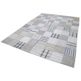 250x343 cm Kırk Yama Beyaz Yama Pamuklu Yün El Dokuma Modern Geometrik Etnik Eskitme Desenli Boho Oturma Odası Salon Yolluk Koridor Mutfak Halısı