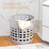 25100-1 Teleskopik Katlanır Sepet Katlanabilir Çamaşır Sepeti Orta Boy Katlanır Çamaşır Sepeti Gri 15LT