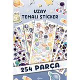 254 Adet Uzay Temalı Sticker Seti - Kalem Suluk Defter Cam Masa Laptop Tablet Sticker Suya Dayanıklı - Mavi - Folyo - 10