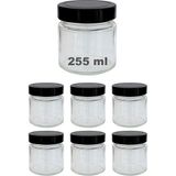 255 ml Kavanoz Metal Derin Kapaklı 255 cc Şeffaf Reçel, Marmelat Cam Kavanoz Deep 6 Adet (Siyah K