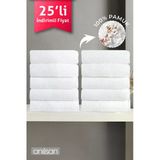 25'Li Beyaz El Havlusu - 50X90 Cm, 225 Gr, %100 Pamuk, Spa Ve Otel Havlusu