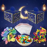 25'Li Hayırlı Ramazanlar Kutulu+50 Balon+50 Su Balonu+250 Gr Bonibon+25 Kilitli Poşetli Hediye Seti