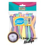 25'Li Karışık Makaron Balon 12 İnç, + Balon Zinciri Hediye