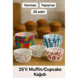"25’Li Muffin Cupcake Kağıdı – Yanmaz Yapışmaz Renkli Kek Kalıbı Desenli Cupcake Kapları"