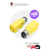 25'Li Paket Sarı Redüktörlü Motor Robot Arabalar İçin - Okul Ve Sınıflar İçin Meb Uyumlu
