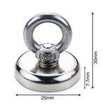 25MM Fishing Magnet - Neodyum Pot Mıknatıs - 1 Adet - Gümüş