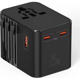 25W Evrensel Seyahat Adaptörü, Eu/us/uk/au Priz Dönüştürücü, 1x Usb, 2x Type-C Hızlı Şarj - Çok Renkli - Organik