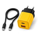 25W Hızlı Şarj Adaptörü + Type-C to Type-C Kablo Seti, USB + Type-C Çift Giriş, PD & QC 3.0 Destekli, Akıllı Koruma, Kompakt Tasarım
