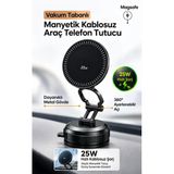 25W Hızlı Şarjlı Mıknatıslı Vakumlu Araç İçi Telefon Tutucu Katlanabilir Araba Telefon Tutacağı