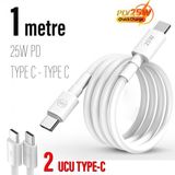 25W Hizli Type-C Sarj Kablosu Cift Tarafli Type-C To Type-C 25W Pd Sarj Kablo 1Metre