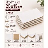 25X15 cm 3 mm Mdf Plaka 5 Adet - Beyaz Lam Kaplamalı - Lazer Kesim, Maket, Hobi ve El Sanatları - Çok Renkli