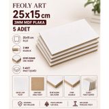 25x15 cm 3 mm MDF Plaka 5 Adet - Beyaz Lam Kaplamalı - Lazer Kesim, Maket, Hobi ve El Sanatları