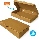 25X16X4 cm Karton Kraft Kutu |25 Adet| Kargo Gıda Kutusu | Pide Tost Lahmacun