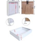 25X25 Ahşap Anı ve Fotoğraf Çerçevesi Camlı - Beyaz