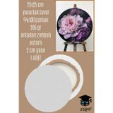 25X25 CM yuvarlak tuval %100 pamuk 285 gr arkadan zımbalı astarlı 2 cm şase 1 ADET