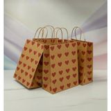 25X31 cm ( 20 Adet ) Kırmızı Kalp Desenli Kraft Çanta,hediye Poşeti,hediye Paketi,kraft Kağıt Çanta - 25 x 31 cm