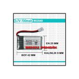 25X40MM LİPO PİL 800MAH 40X25MM LİPO PİL 25x40MM DRONE BATARYASI 9MM KALINLIK 902540 LİPO PİL