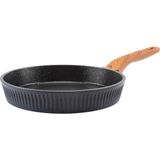 26 Cm Febern Premium Bio Granit Alüminyum Döküm Nisch Tava Siyah-koyu Ahşap Kulp