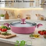 26 Cm Granit Karnıyarık & Pilav Tenceresi Cam Kapak - Mürdüm