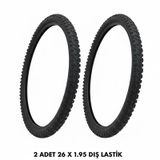 26 Jant Bisiklet Dış Lastik Takımı - 2 Adet 26x1.95 Dağ Bisikleti Mtb Dişli Dış Lastik