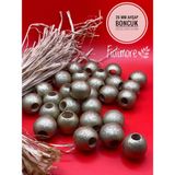 26 mm Ahşap Boncuk (10 Adet) Yuvarlak Makrome Çanta Tasarım Tahta Boncuk Delik Çapı 10 mm - Altın Sarı