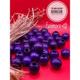 26 mm Ahşap Boncuk (10 Adet) Yuvarlak Makrome Çanta Tasarım Tahta Boncuk Delik Çapı 10 mm - Mor