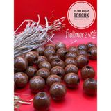 26 mm Ahşap Boncuk (10 Adet) Yuvarlak Makrome Çanta Tasarım Tahta Boncuk Delik Çapı 10 mm - Taba - Kahve