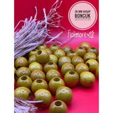 26 mm Ahşap Boncuk (10 Adet) Yuvarlak Makrome Çanta Tasarım Tahta Boncuk Delik Çapı 10 mm