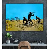 2645 Sanat Banksy İnsanlar ve Alışveriş Sepetleri Kanvas Tablo-40 x 60 Cm