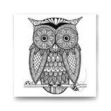 2645 Sanat Baykuş Desenli Mandala Tuval EkoTablo-35 X 35 Cm Kare