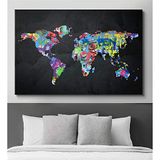 2645 Sanat Kanvas Tablo Motivasyon Dünya Haritası Ev ve Duvar Dekorasyon-60 x 80 Cm