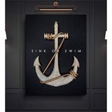 2645 Sanat Kanvas Tablo Motivasyon Sink Or Swim Batmak Ya Yüzmek Ev ve Duvar Dekorasyon-60 x 80 Cm