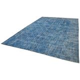 267x381 cm Geometrik Halı Mavi Geometrik Yün El Dokuma Modern Geometrik Etnik Eskitme Desenli Boho Oturma Odası Salon Yolluk Koridor Mutfak Halısı