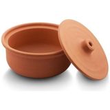 26cm Boyutunda 5-6 Kişilik El Yapımı Kapaklı Toprak Güveç Tencere Yemek Pişirme Kabı
