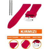 26mm-28mm-30mm saatlerle uyumlu soft silikon saat kordonu kayışı s01a36-r - 26 mm - Kırmızı