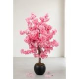 27 * 33 Küre Saksılı Yapay Pembe Bahar Dalı Ağacı 120 cm