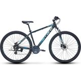 27.5 Jant Carraro Force 750 Dağ Bisikleti | 38 cm Kadro | 24 Vites | Hidrolik Disk Fren | Mat Siyah-Mavi-Açık Mavi-Gümüş | Blc Bisiklet - Renkli