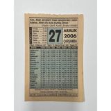 27 Aralık 2006 Takvim Yaprağı - Nostaljik Koleksiyonluk Takvim Yaprağı