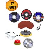 27 Parça Spiral Avuç Içi Taşlama 115 mm Cırt Zımpara Kağıdı Ahşap Inox Metal Kesici Kesme Flap Disk. - Siyah