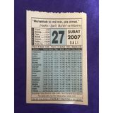 27 Subat 2007 Takvim Yapragi - Nostalji Koleksiyonluk Takvim Yapragi