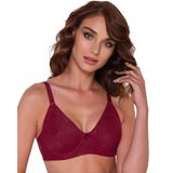 270 - Telli Dantel Toparlayıcı Sütyen Süngersiz Minimizer - Bordo, 80 B