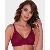 270 - Telli Dantel Toparlayıcı Sütyen Süngersiz Minimizer - Bordo, 90 B