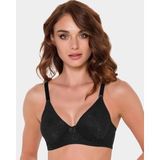 270 - Telli Dantel Toparlayıcı Sütyen Süngersiz Minimizer - Siyah, 95 B