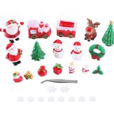 28 adet Noel Minyatür Süs Kitleri Peri Bahçe Minyatürleri Figürler Aksesuarları DIY Dollhouse Dekorasyon için, Reçine Noel Ağacı Kardan Adam Noel Noel Noel Süslemeleri Noel Partisi Dekoru