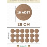 28 cm Çap 18 Adet Supla Amerikan Servis Runner MDF Duralit Magnet Altı Ahşap 3 mm (2,7 mm) Kalınlık